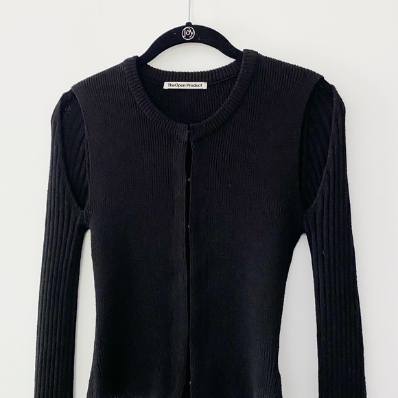 TheOpen Product Knit Shoulder Cut Out Cardigan Size 1 - Picture 9 of 11